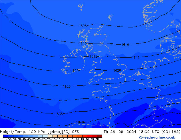 Height/Temp. 100 hPa GFS czw. 26.09.2024 18 UTC