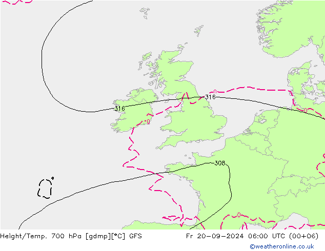 Height/Temp. 700 hPa GFS Fr 20.09.2024 06 UTC