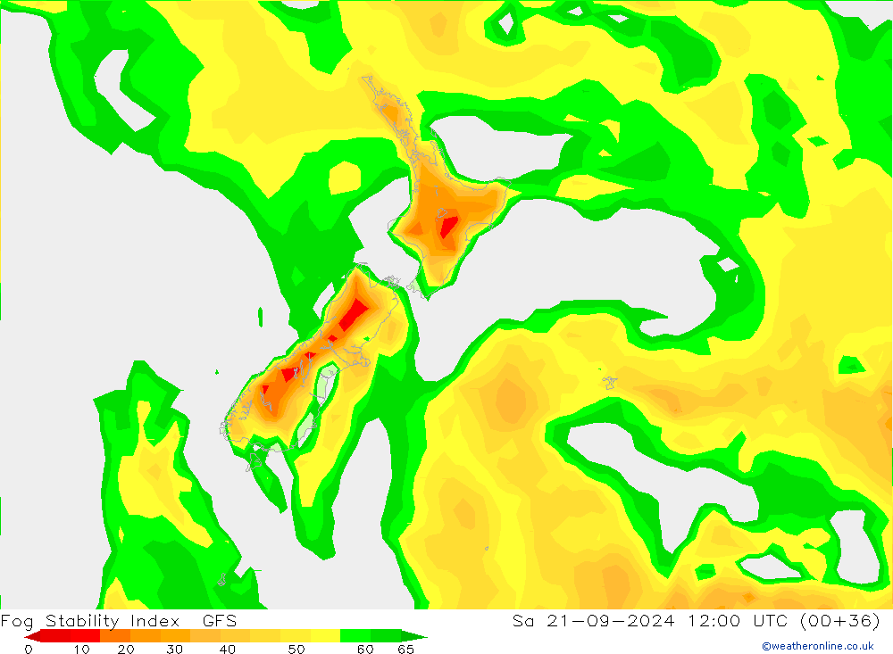 Fog Stability Index GFS Sáb 21.09.2024 12 UTC