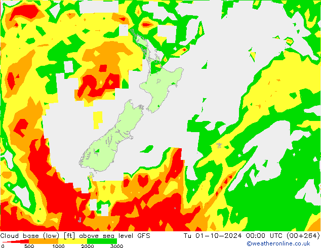 Cloud base (low) GFS mar 01.10.2024 00 UTC