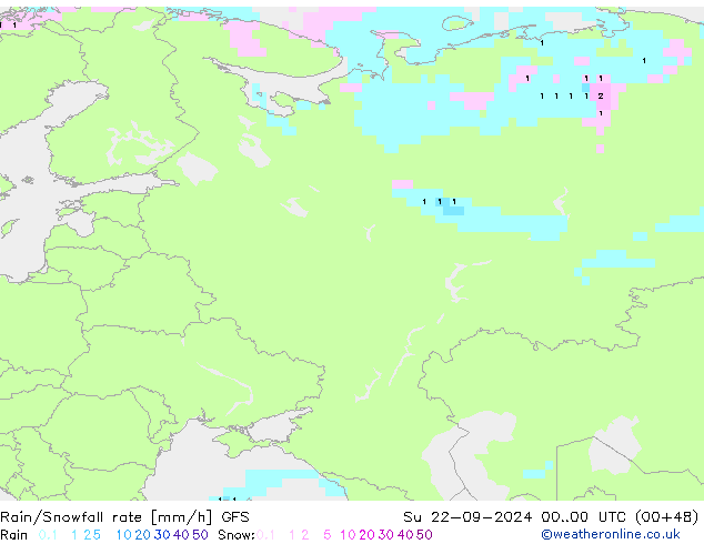 Rain/Snowfall rate GFS Su 22.09.2024 00 UTC