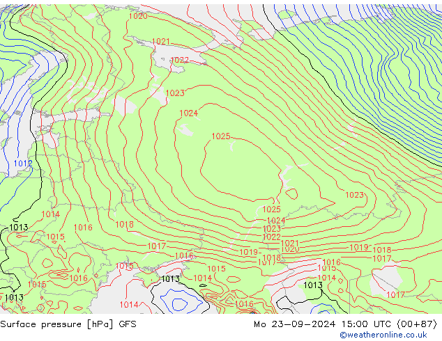 Atmosférický tlak GFS Po 23.09.2024 15 UTC