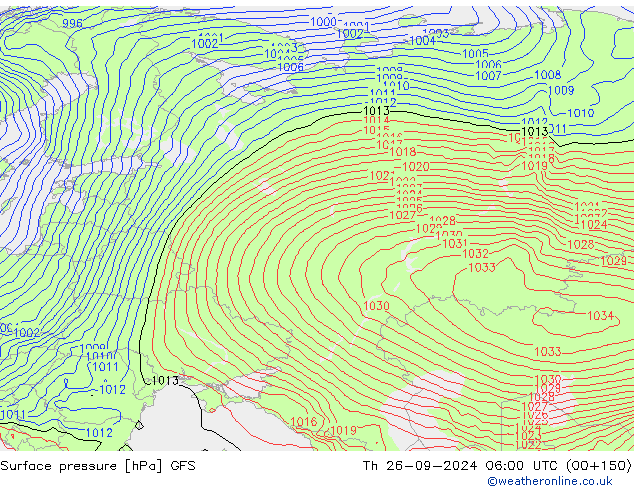 Pressione al suolo GFS gio 26.09.2024 06 UTC