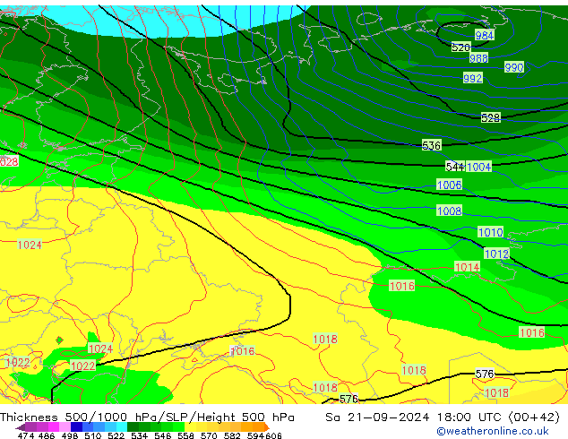 Thck 500-1000hPa GFS So 21.09.2024 18 UTC