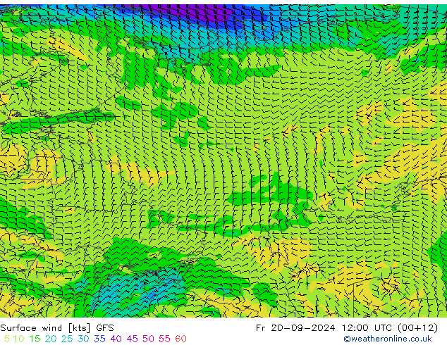 Surface wind GFS Pá 20.09.2024 12 UTC