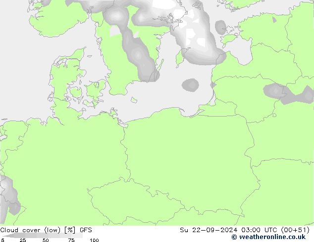 облака (низкий) GFS Вс 22.09.2024 03 UTC