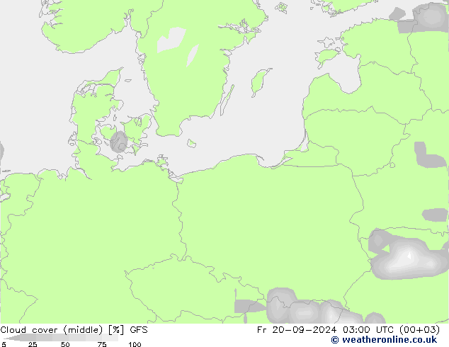 Nuages (moyen) GFS ven 20.09.2024 03 UTC