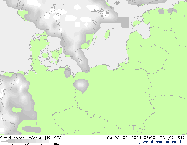 oblačnosti uprostřed GFS Ne 22.09.2024 06 UTC