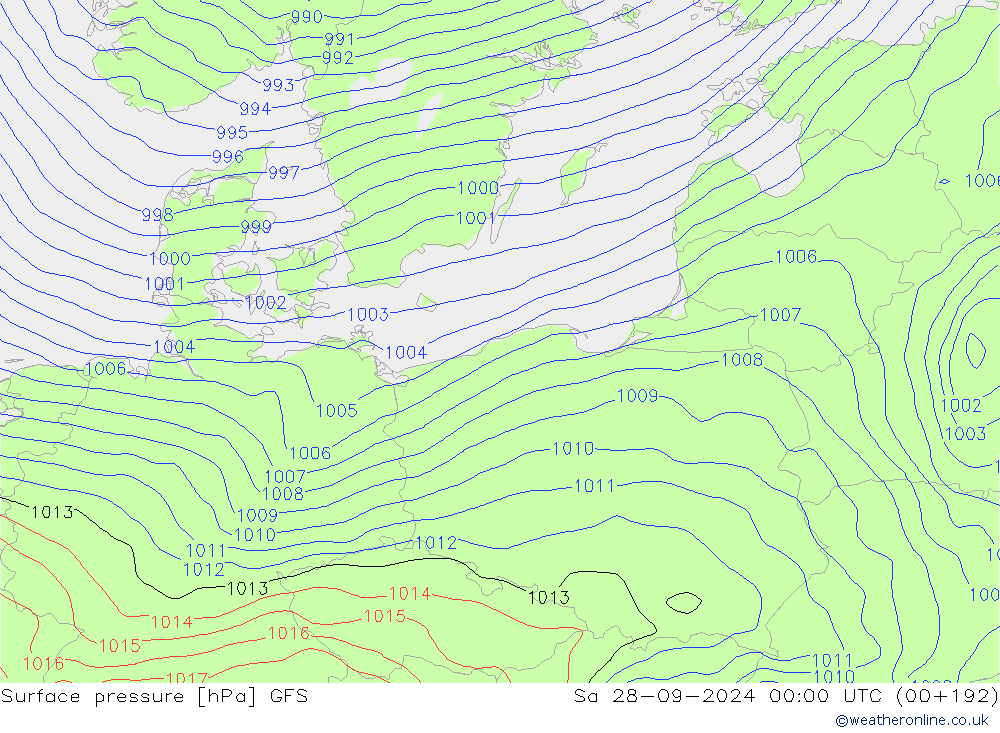 Luchtdruk (Grond) GFS za 28.09.2024 00 UTC