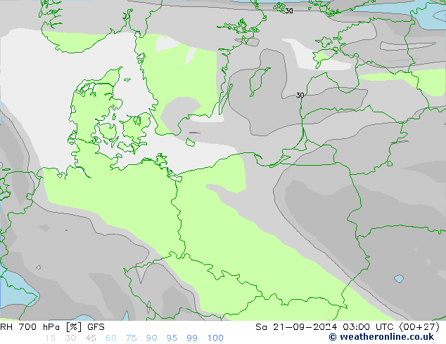 RH 700 hPa GFS sab 21.09.2024 03 UTC