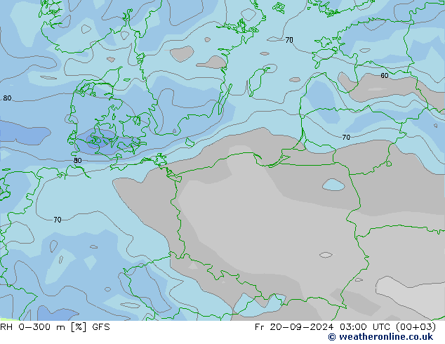 RH 0-300 m GFS Fr 20.09.2024 03 UTC