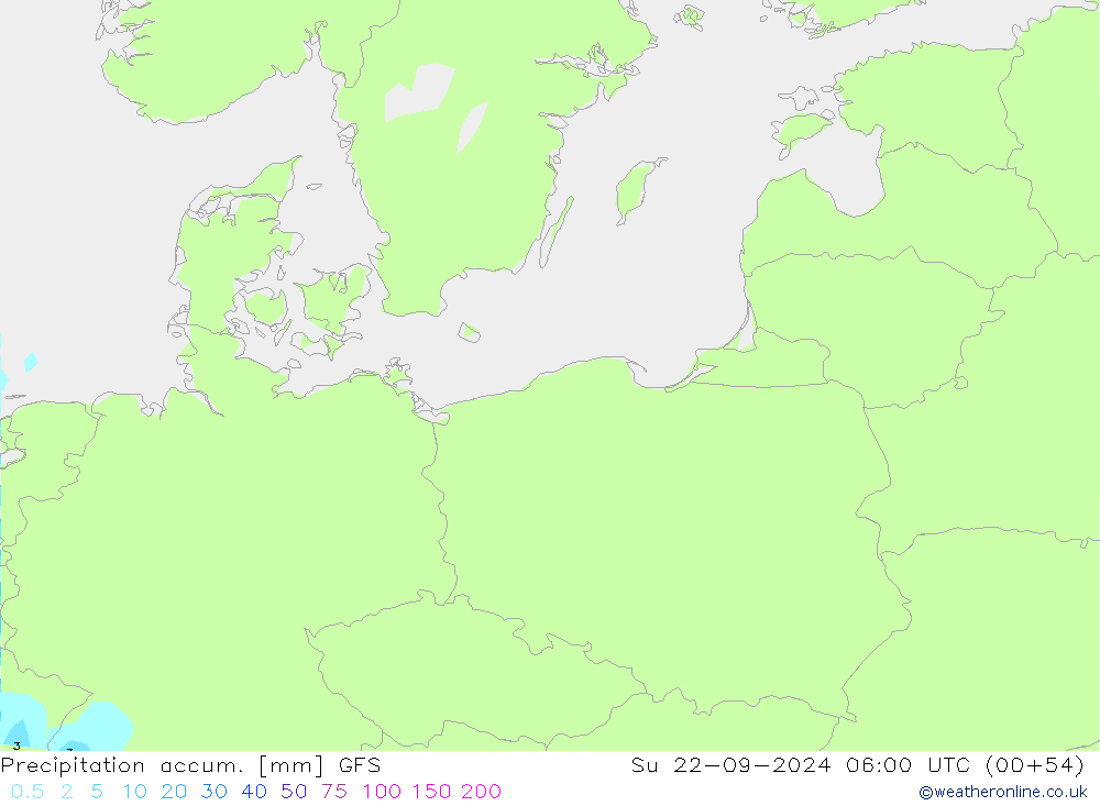 Precipitation accum. GFS Ne 22.09.2024 06 UTC