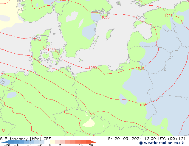 SLP tendency GFS Fr 20.09.2024 12 UTC