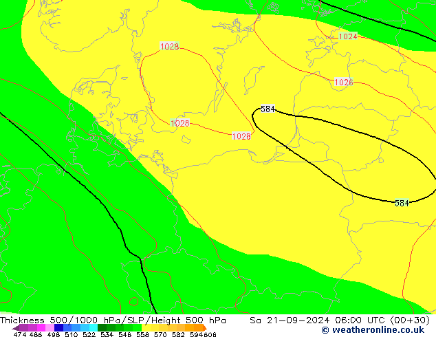 Thck 500-1000hPa GFS Sáb 21.09.2024 06 UTC