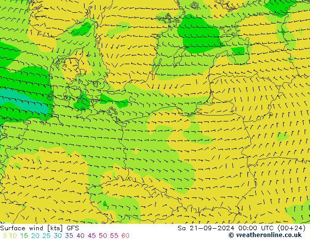 Surface wind GFS Sa 21.09.2024 00 UTC