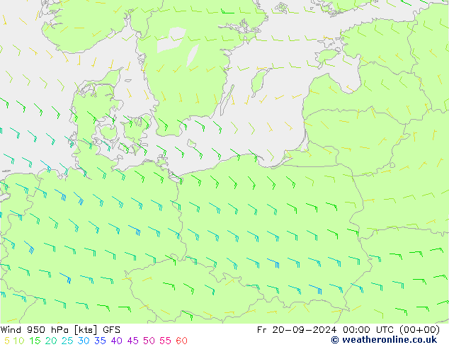 Wind 950 hPa GFS vr 20.09.2024 00 UTC