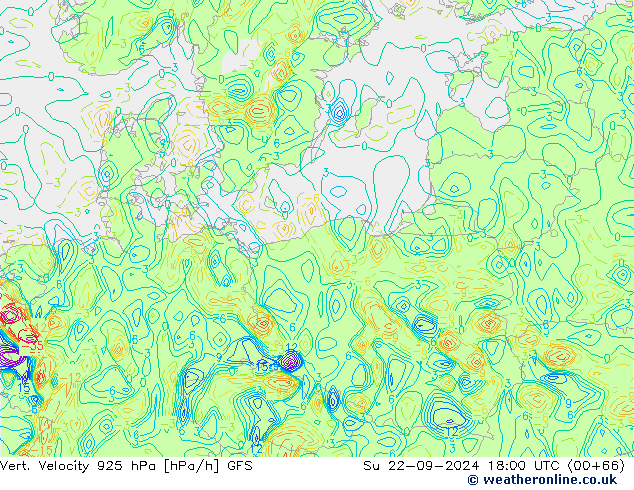 Vert. snelheid 925 hPa GFS zo 22.09.2024 18 UTC