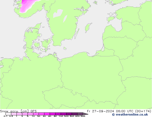 Snow accu. GFS ven 27.09.2024 06 UTC