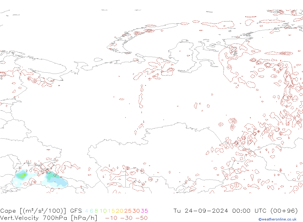 Cape GFS di 24.09.2024 00 UTC