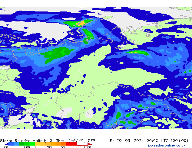 Storm Relative Helicity GFS Fr 20.09.2024 00 UTC