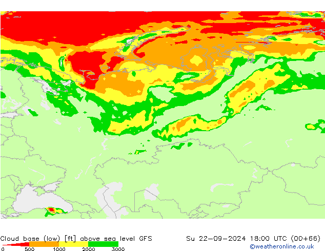 Cloud base (low) GFS Ne 22.09.2024 18 UTC