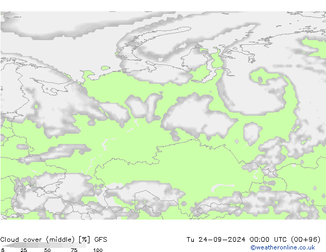 Bulutlar (orta) GFS Sa 24.09.2024 00 UTC