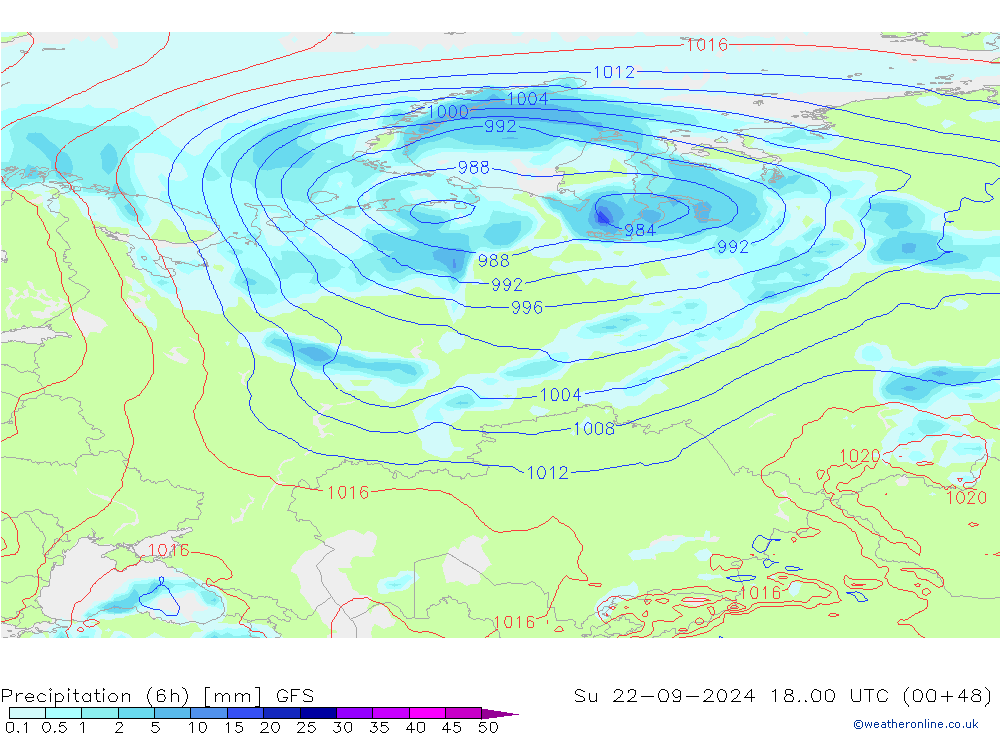 Z500/Rain (+SLP)/Z850 GFS dim 22.09.2024 00 UTC