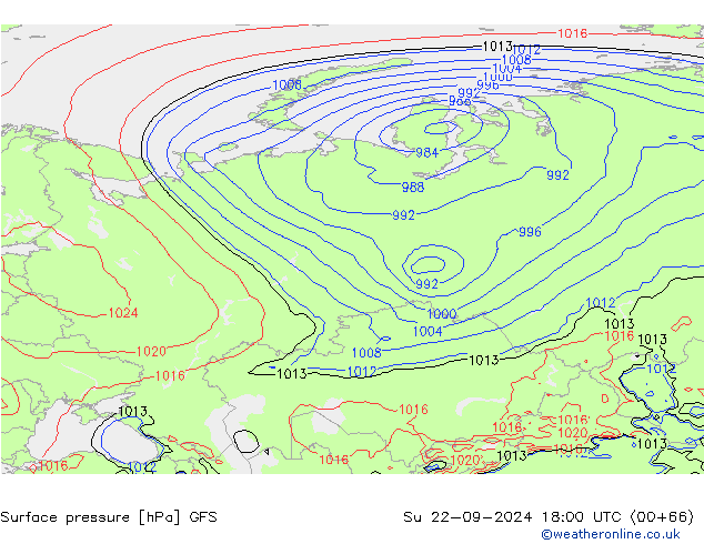 Bodendruck GFS So 22.09.2024 18 UTC