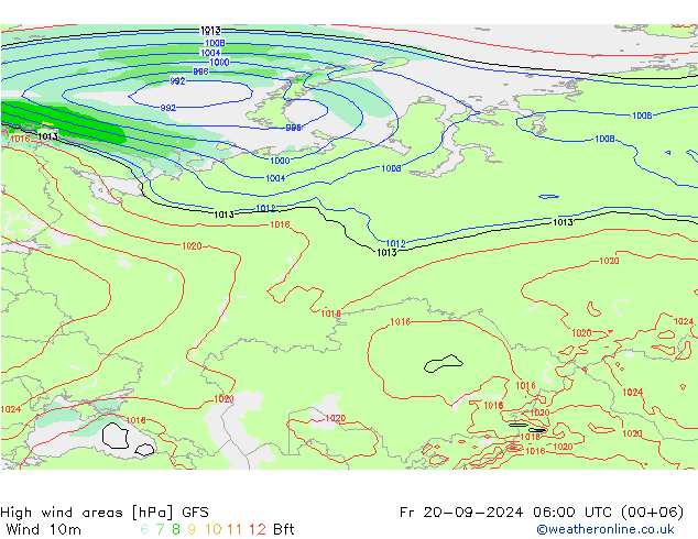 yüksek rüzgarlı alanlar GFS Cu 20.09.2024 06 UTC