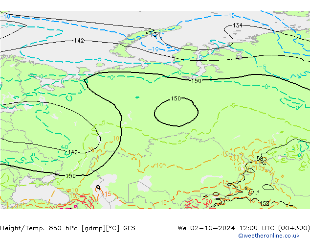 Z500/Rain (+SLP)/Z850 GFS  02.10.2024 12 UTC