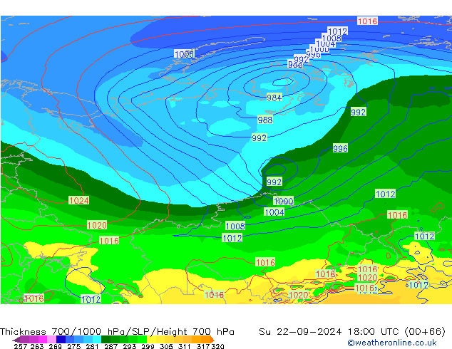 Thck 700-1000 hPa GFS Ne 22.09.2024 18 UTC