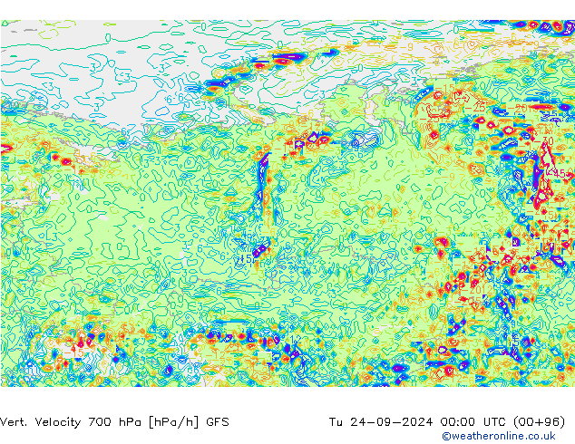 700 hPa Dikey Hız GFS Sa 24.09.2024 00 UTC