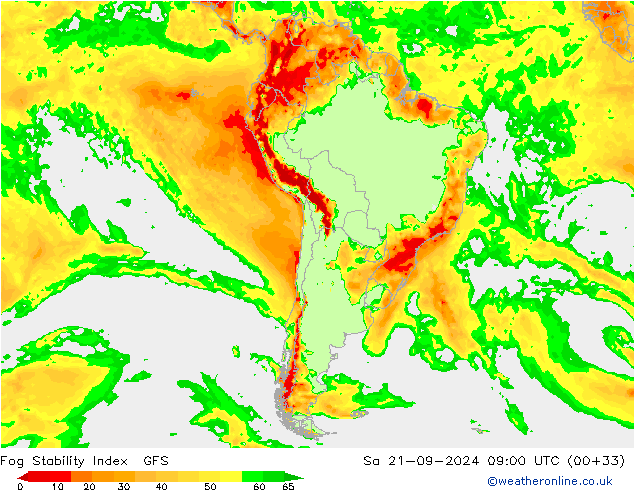 Fog Stability Index GFS sab 21.09.2024 09 UTC