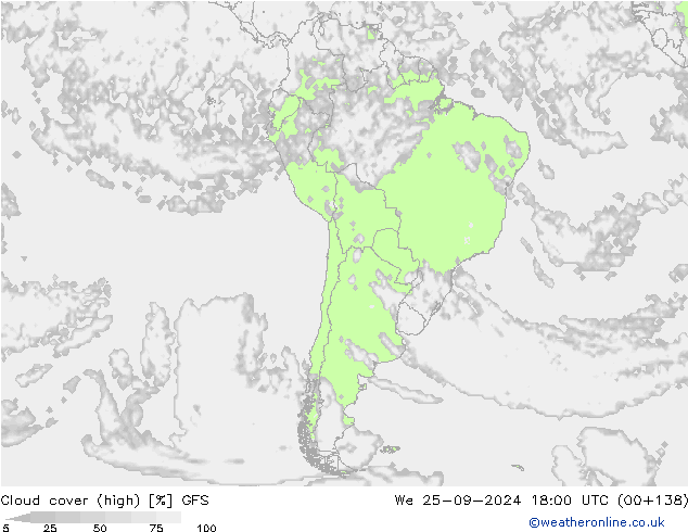 Bulutlar (yüksek) GFS Çar 25.09.2024 18 UTC