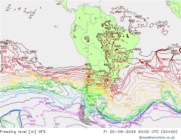 Nulgradenniveau GFS vr 20.09.2024 00 UTC