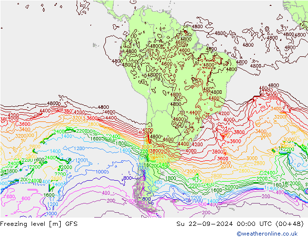 Freezing level GFS Su 22.09.2024 00 UTC