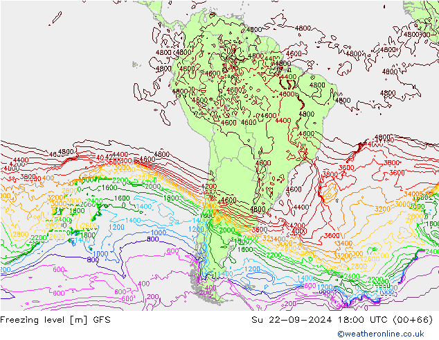 Isotherme 0° GFS dim 22.09.2024 18 UTC