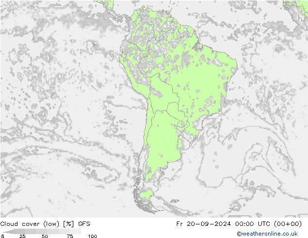 Cloud cover (low) GFS Fr 20.09.2024 00 UTC