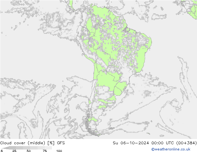 облака (средний) GFS Вс 06.10.2024 00 UTC