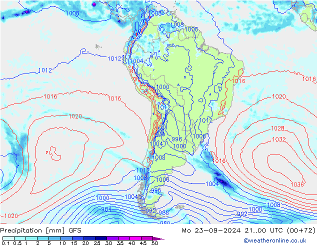 Precipitation GFS Mo 23.09.2024 00 UTC