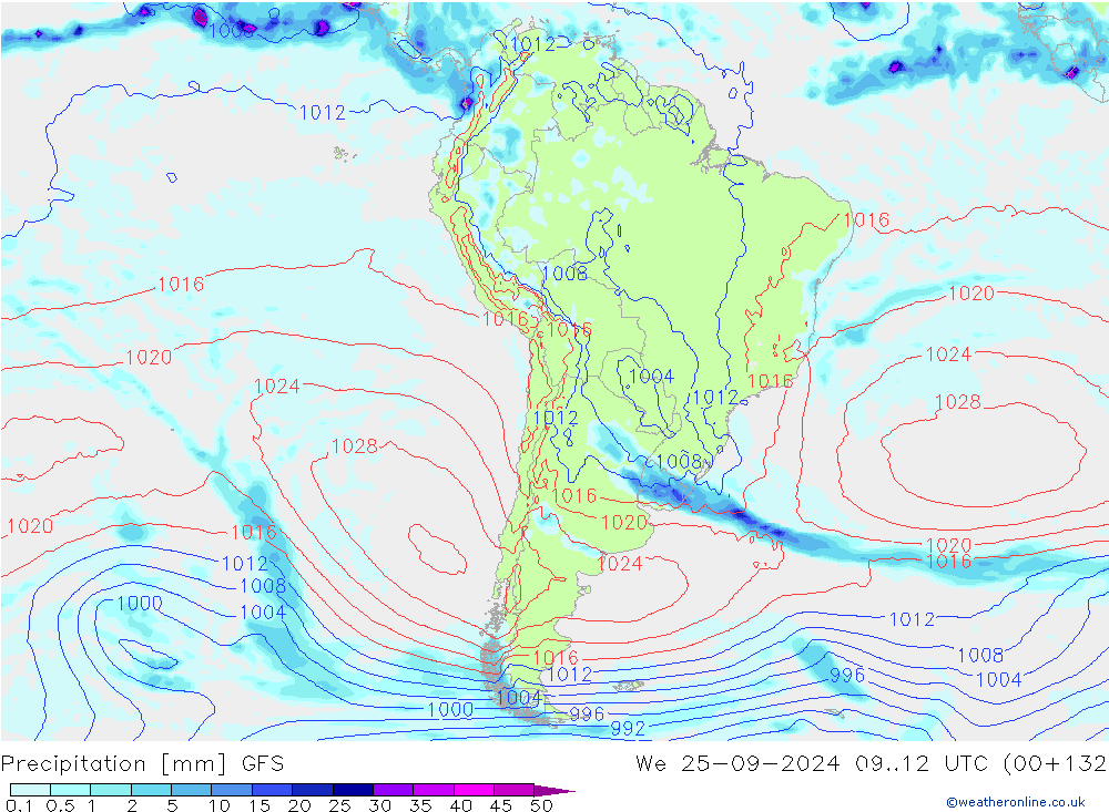 Precipitation GFS We 25.09.2024 12 UTC