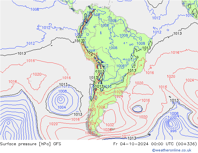 Surface pressure GFS Fr 04.10.2024 00 UTC