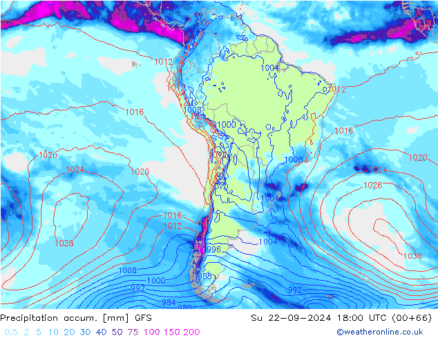 Precipitación acum. GFS dom 22.09.2024 18 UTC