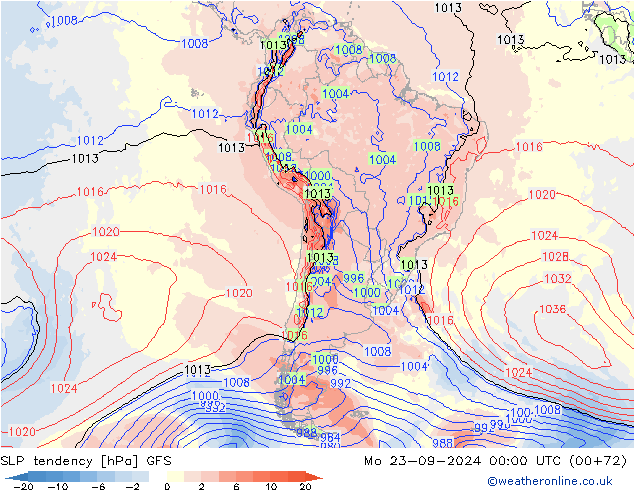 Druktendens (+/-) GFS ma 23.09.2024 00 UTC