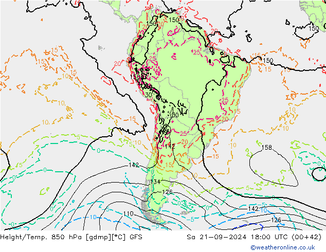 Z500/Yağmur (+YB)/Z850 GFS Cts 21.09.2024 18 UTC