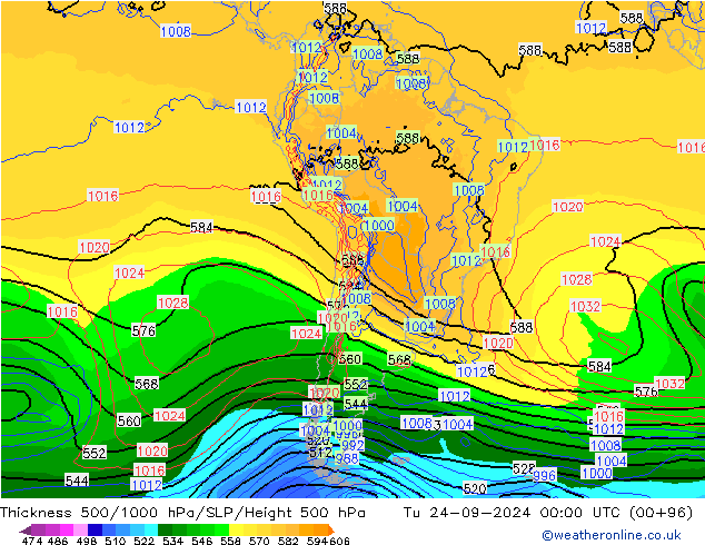 Thck 500-1000hPa GFS Ter 24.09.2024 00 UTC