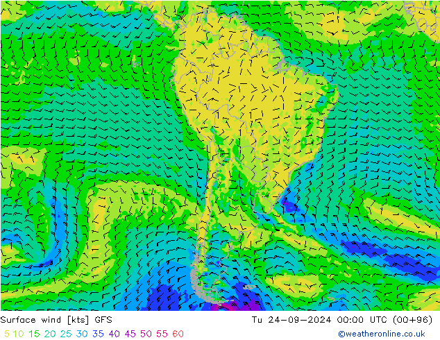 Vent 10 m GFS mar 24.09.2024 00 UTC