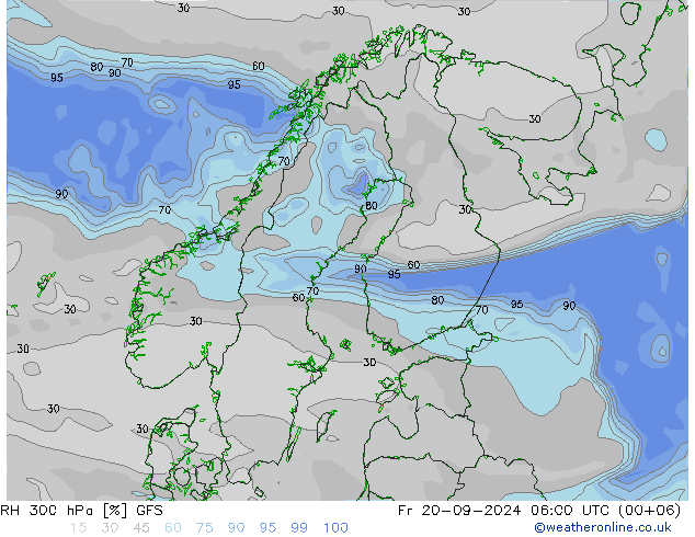 RH 300 hPa GFS Fr 20.09.2024 06 UTC