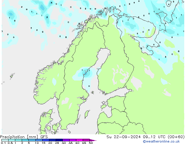 Precipitation GFS Su 22.09.2024 12 UTC