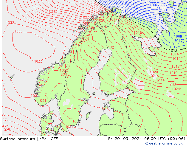 Surface pressure GFS Fr 20.09.2024 06 UTC